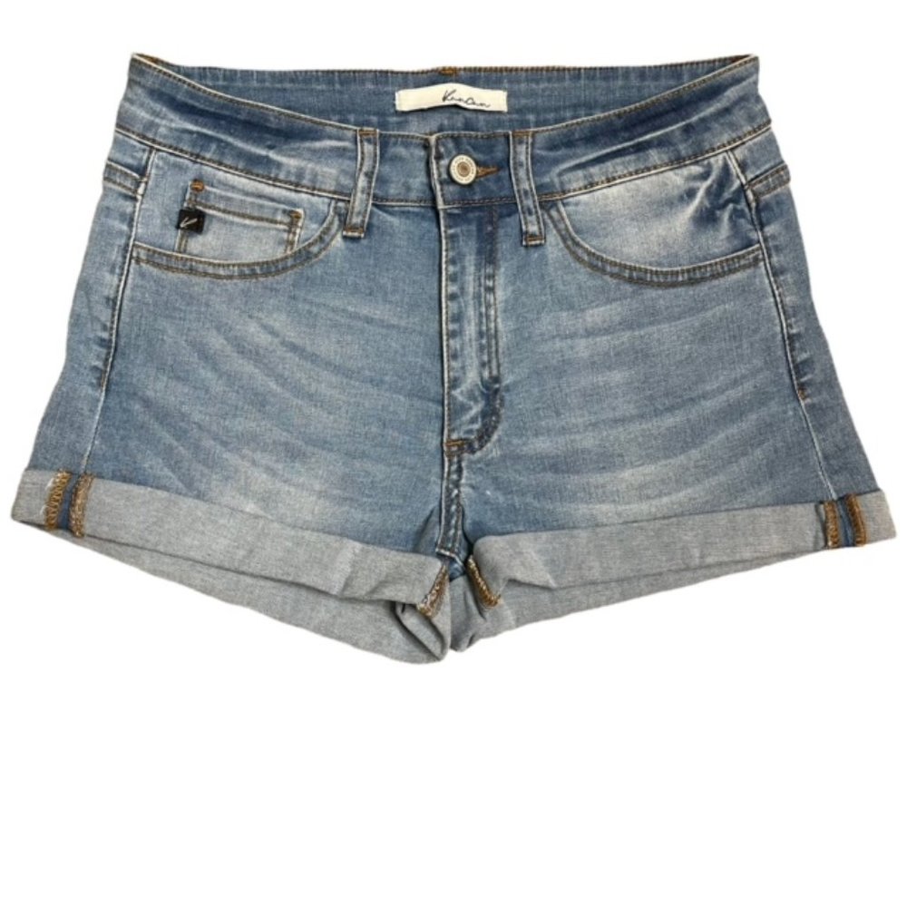 KANCAN Mid Rise Cuffed Hem Jean Shorts - Size Large (9/28)